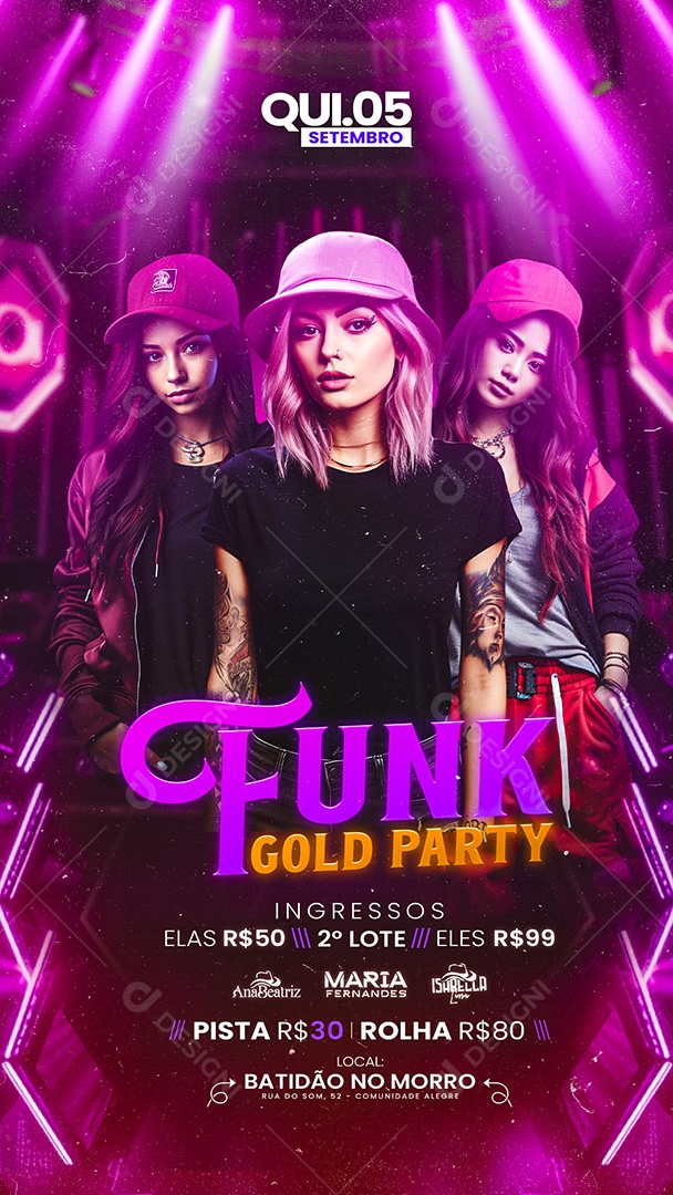 Story Flyer Funk Gold Party Social Media PSD Editável