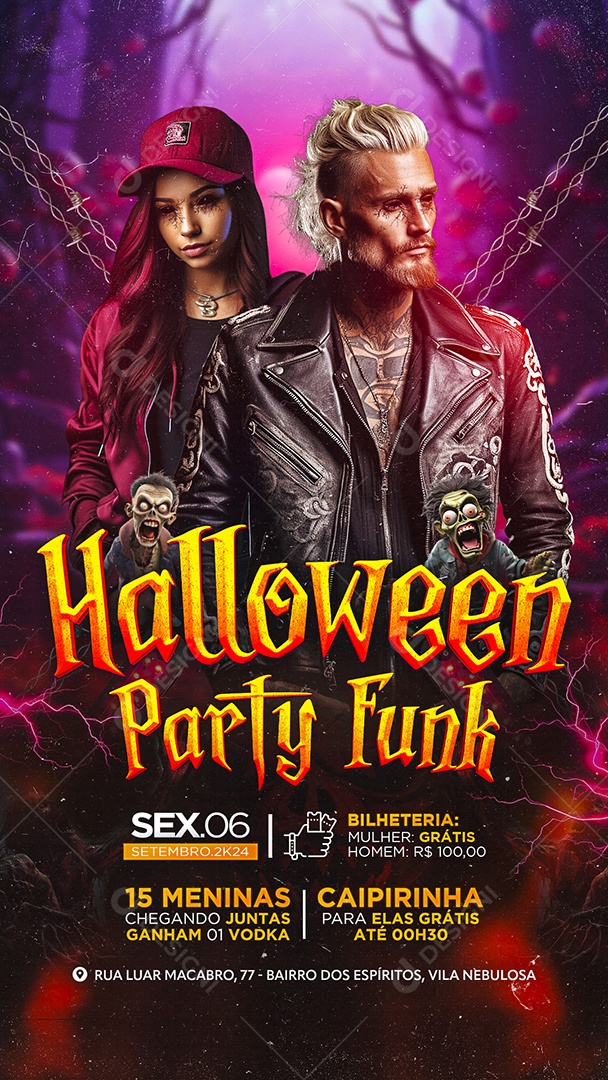 Story Flyer Halloween Party Funk Social Media PSD Editável
