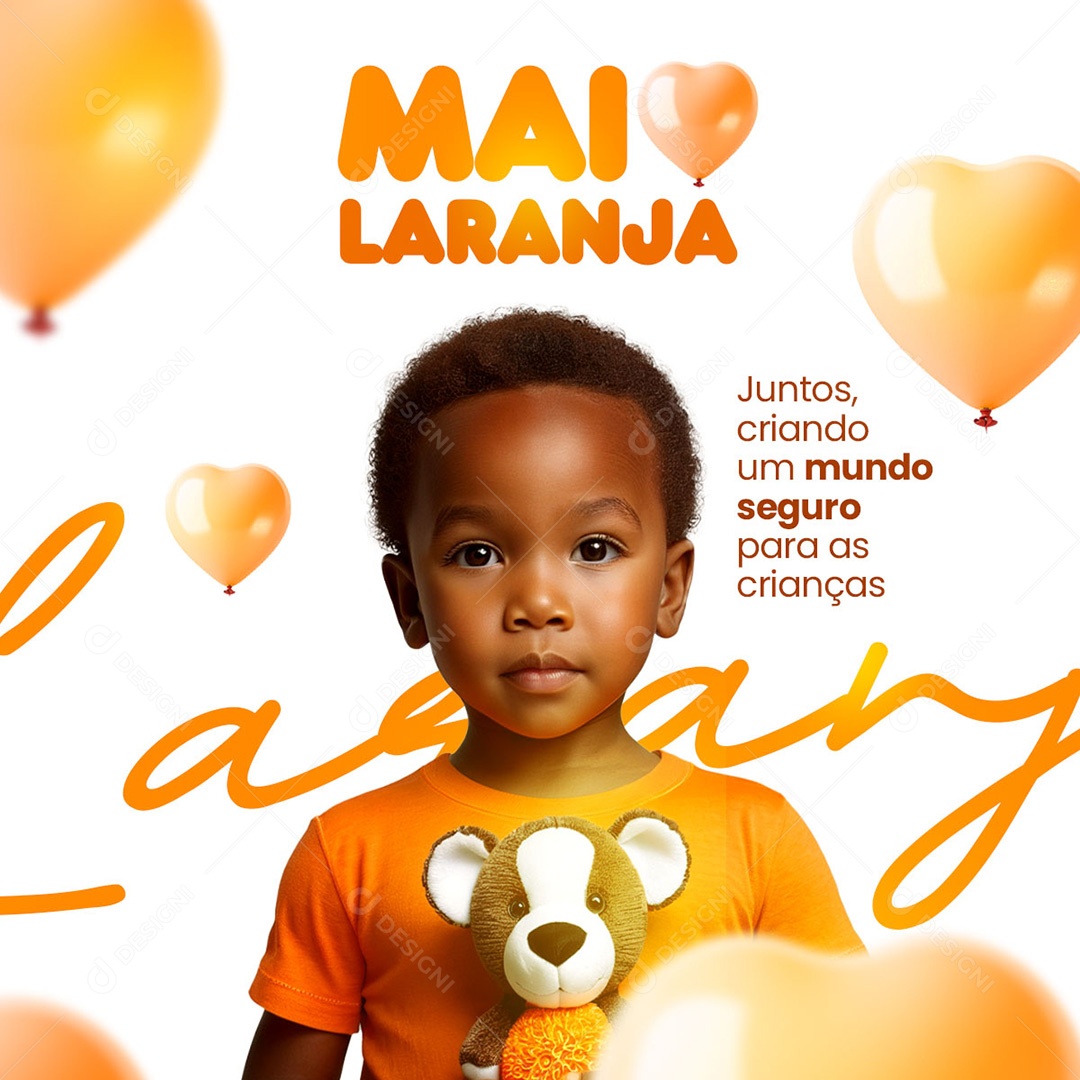 Maio Laranja Juntos Criando Um Mundo Seguro Social Media PSD Editável