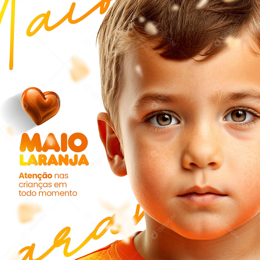 Maio Laranja Atenção Nas Crianças Em Todo Momento Social Media PSD Editável