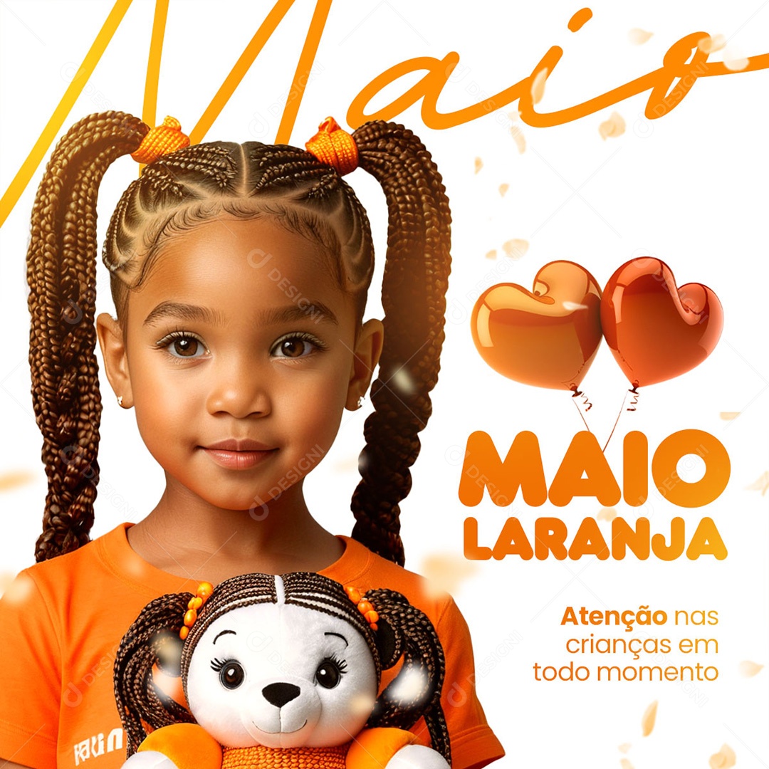 Maio Laranja Atenção Nas Crianças Em Todo Momento Social Media PSD Editável