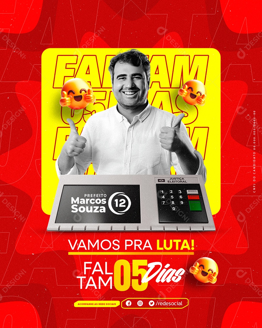 Política Prefeito Marcos Souza Faltam 05 Dias Social Media PSD Editável