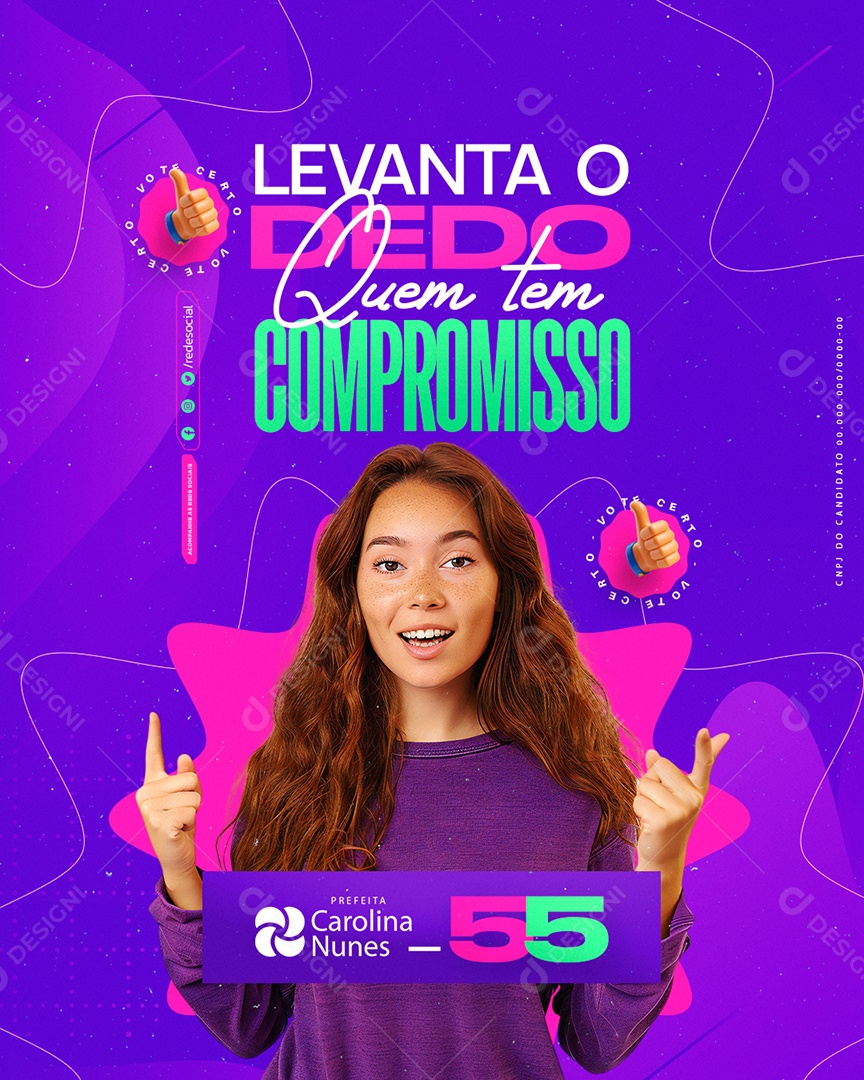 Política Prefeita Carolina Nunes Levanta o Dedo Social Media PSD Editável
