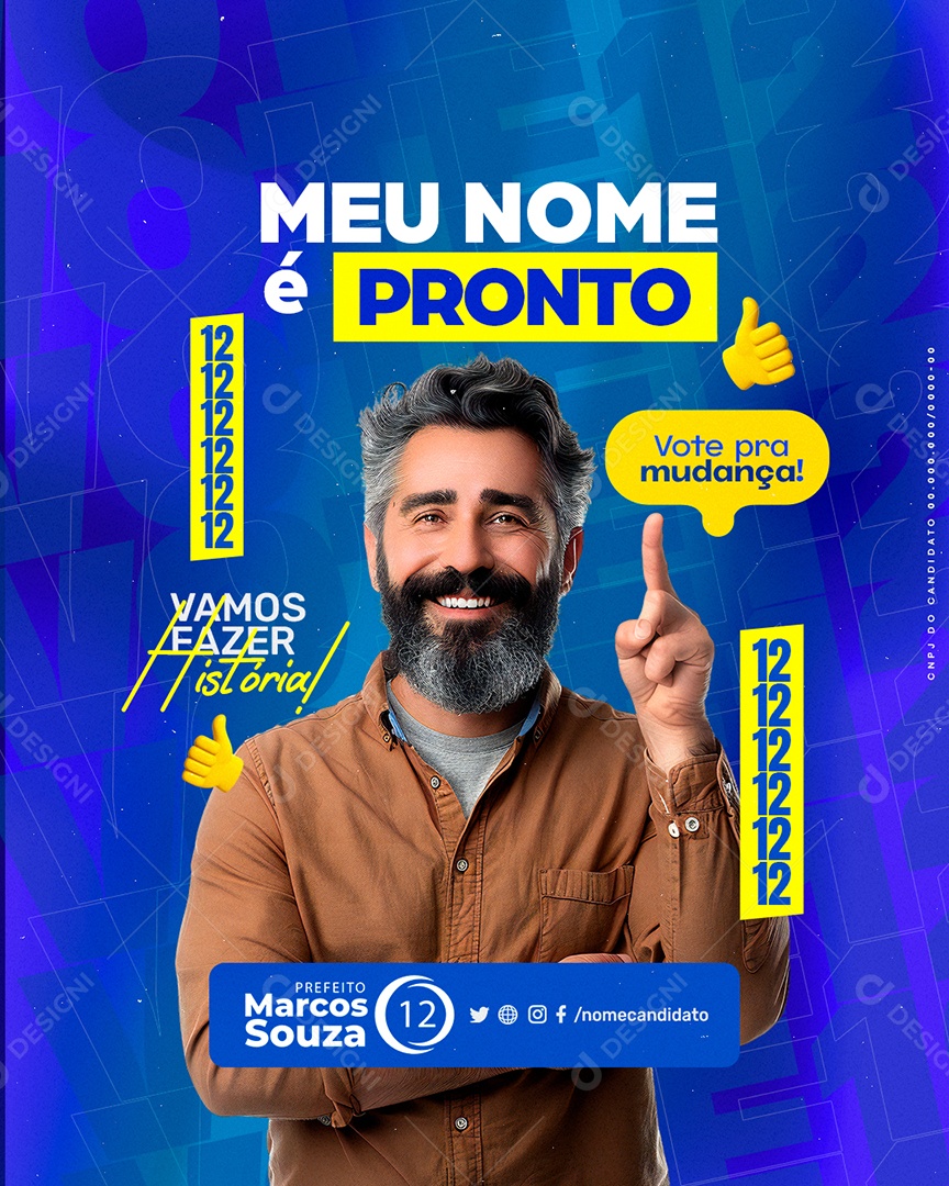 Política Prefeito Marcos Souza Meu Nome é Pronto Social Media PSD Editável