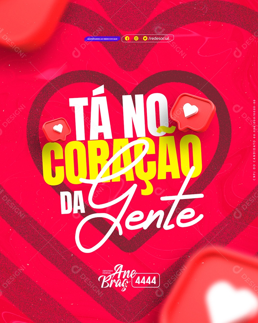 Política Deputada Federal Ane Brag Tá No Coração Social Media PSD Editável
