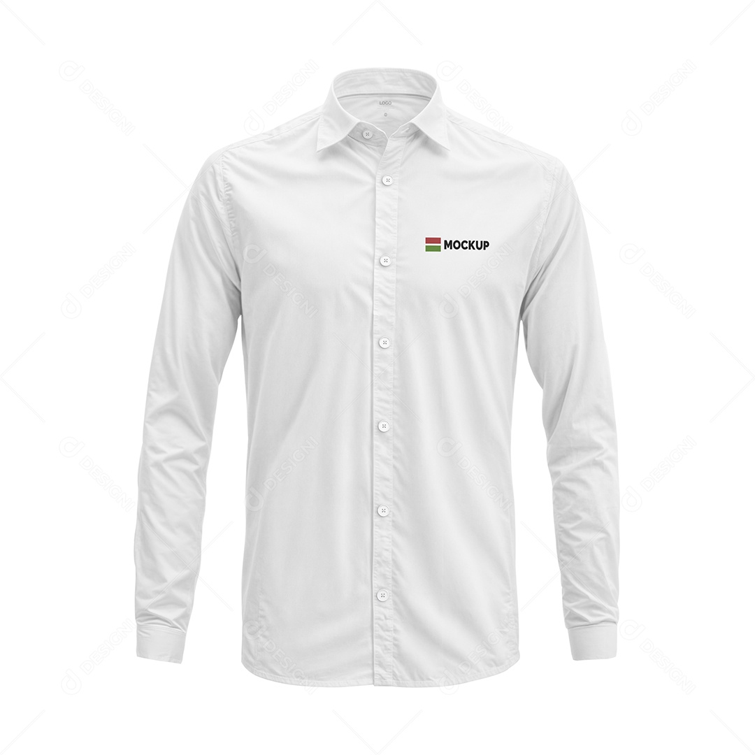 Camisa de Botões Manga Longa Mockup PSD Editável