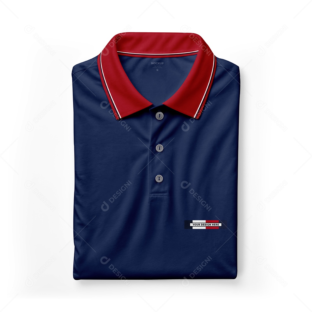 Camisa Polo Dobrada Mockup PSD Editável