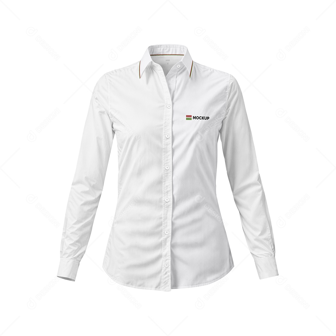 Camisa Social Feminina de Manga Longa Mockup PSD Editável