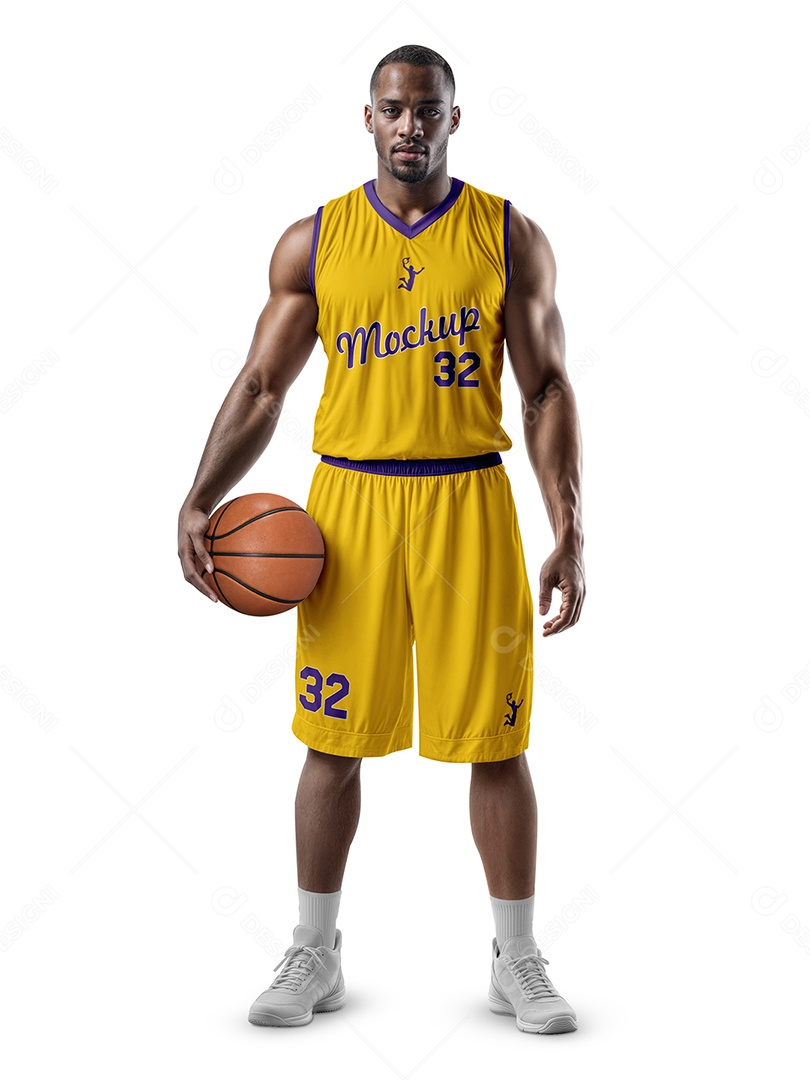 Jogador de Basquete com Uniforme Mockup PSD Editável