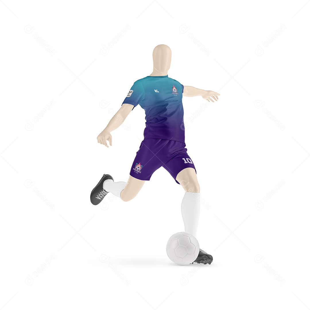 Uniforme de Futebol em Ação Mockup PSD Editável