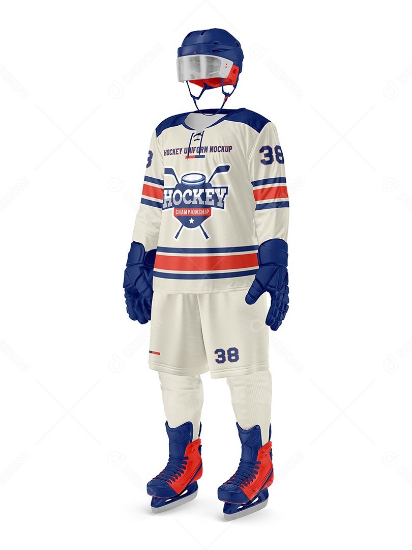 Uniforme de Jogador de Hockey Mockup PSD Editável