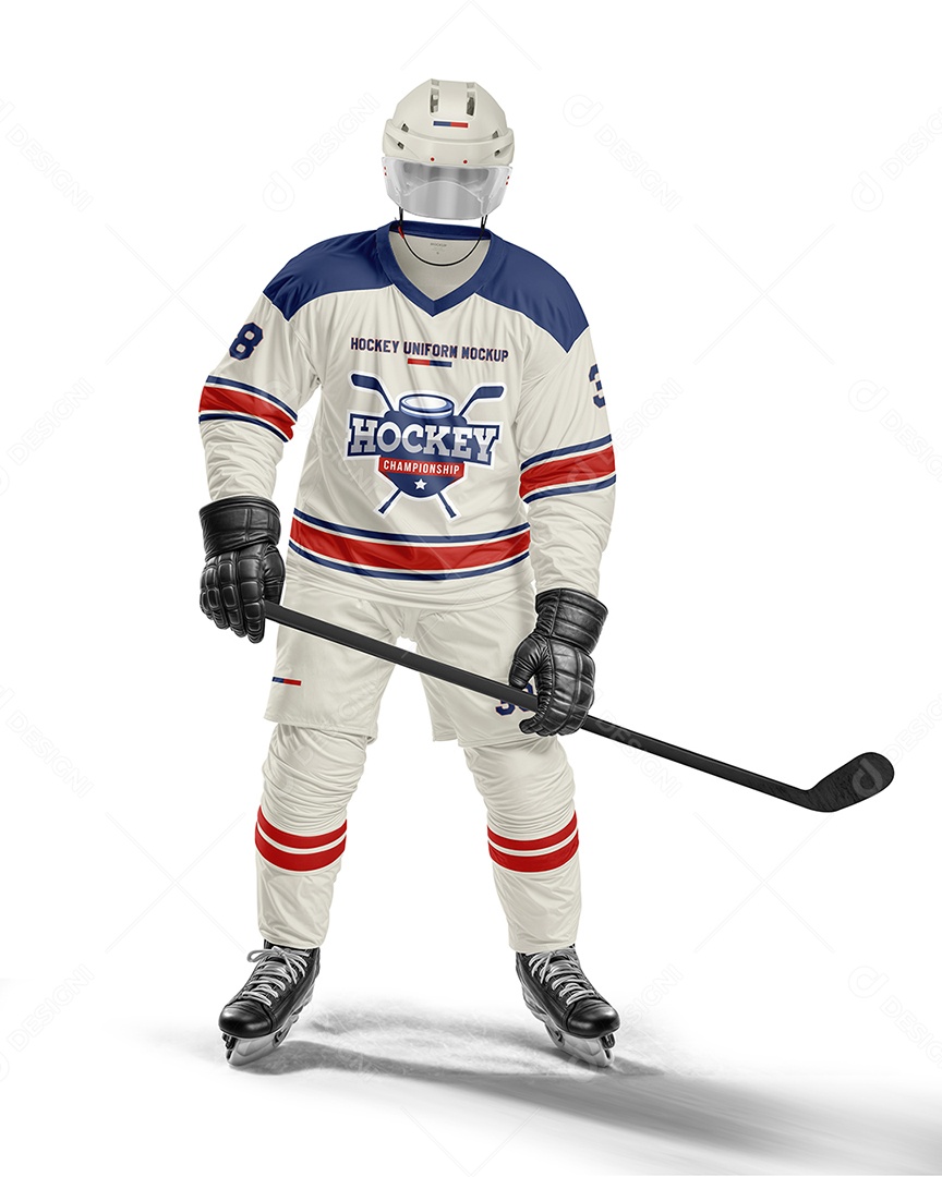 Uniforme de Jogador de Hockey Mockup PSD Editável