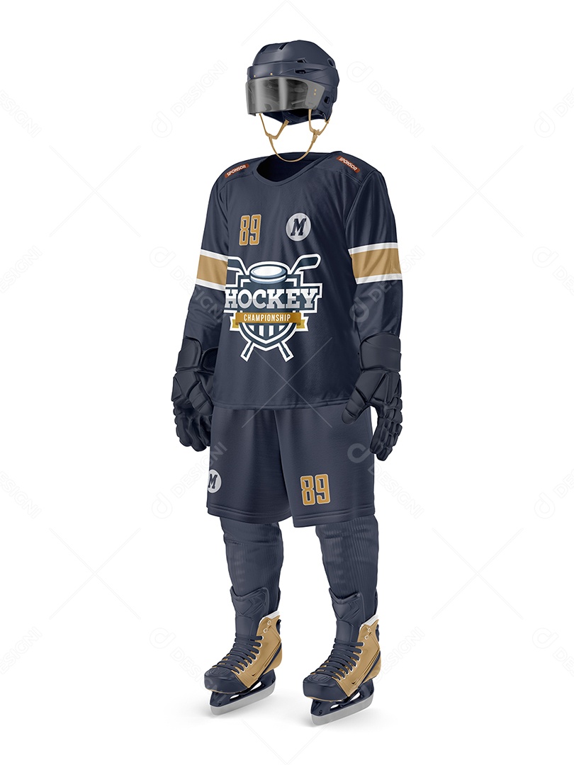 Uniforme de Jogador de Hockey Mockup PSD Editável
