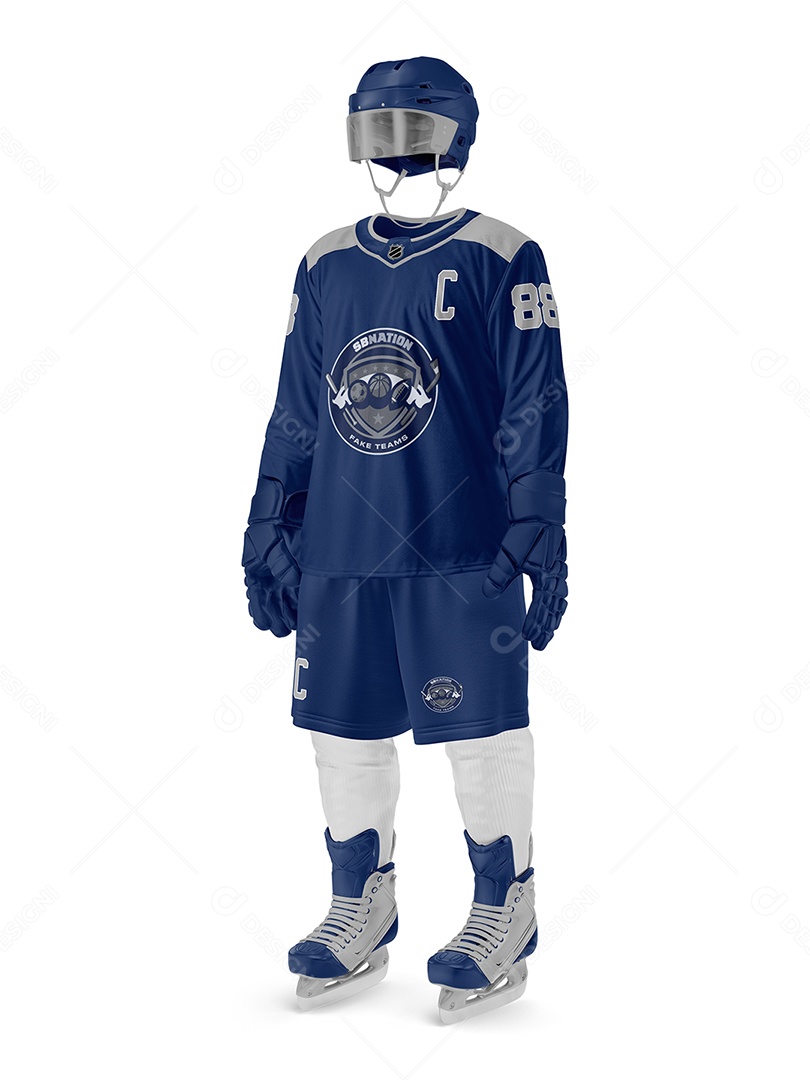 Uniforme de Jogador de Hockey Mockup PSD Editável