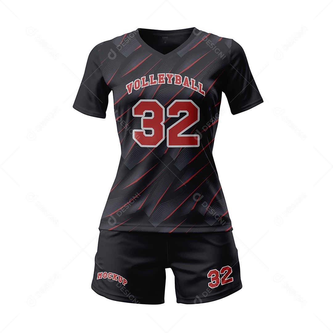 Uniforme de Vôlei Feminino Mockup PSD Editável