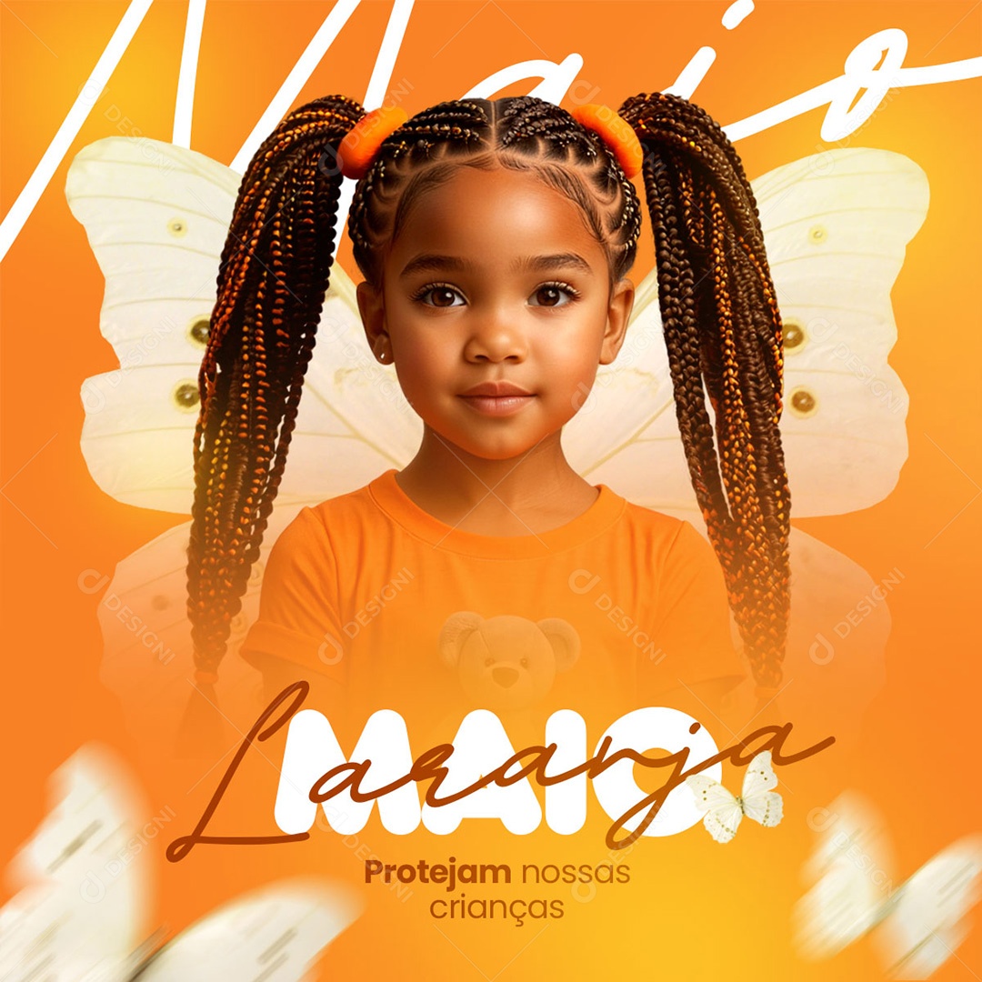 Maio Laranja Protejam Nossas Crianças Social Media PSD Editável