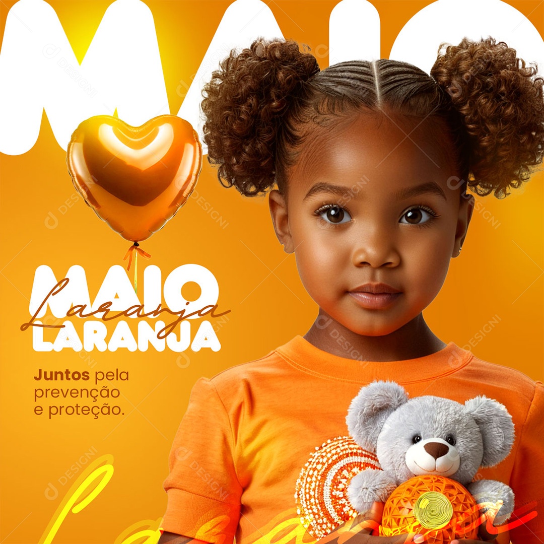 Maio Laranja Juntos Pela Prevenção e Proteção Social Media PSD Editável