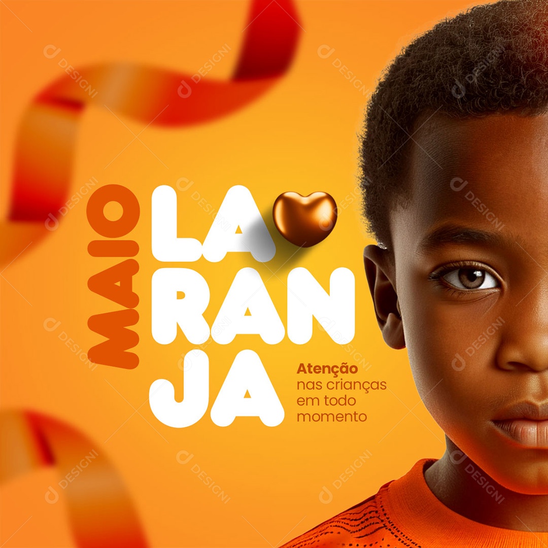Maio Laranja Atenção Nas Crianças Em Todo Momento Social Media PSD Editável