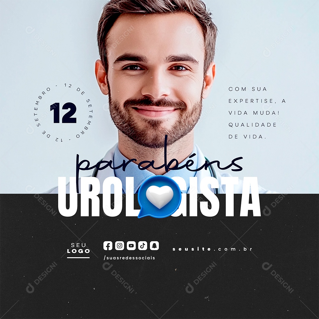Social Media Dia do Médico Urologista 12 de Setembro Parabéns PSD Editável