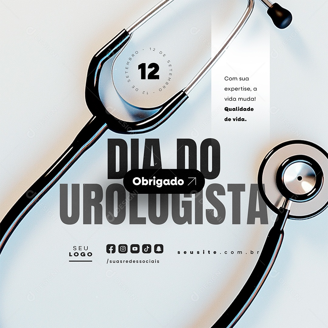 Dia do Médico Urologista 12 de Setembro Obrigado Social Media PSD Editável
