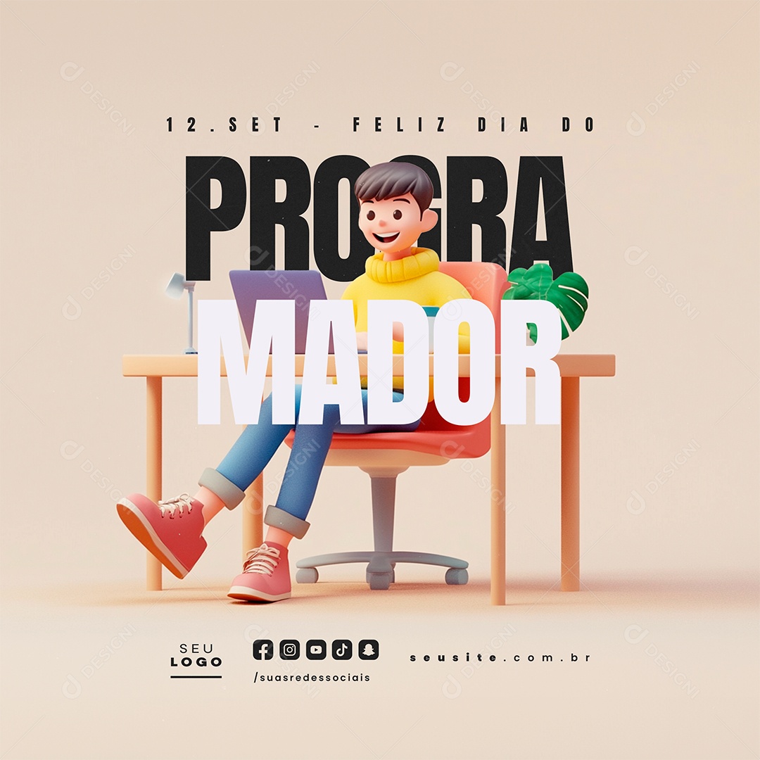 Social Media Feliz Dia do Programador 12 de Setembro PSD Editável