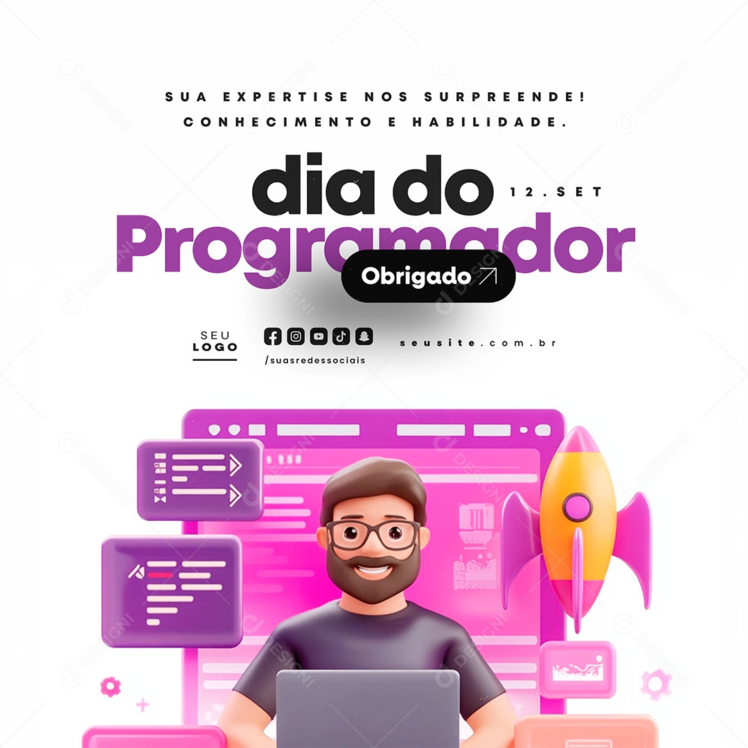 Dia do Programador 12 de Setembro Obrigado Social Media PSD Editável