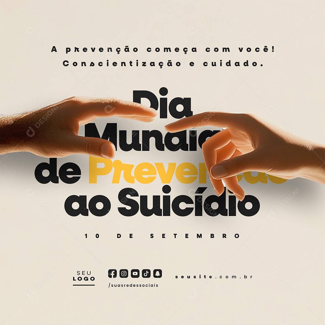 Dia Mundial de Prevenção ao Suicídio 10 de Setembro Conscientização e Cuidado Social Media PSD Editável