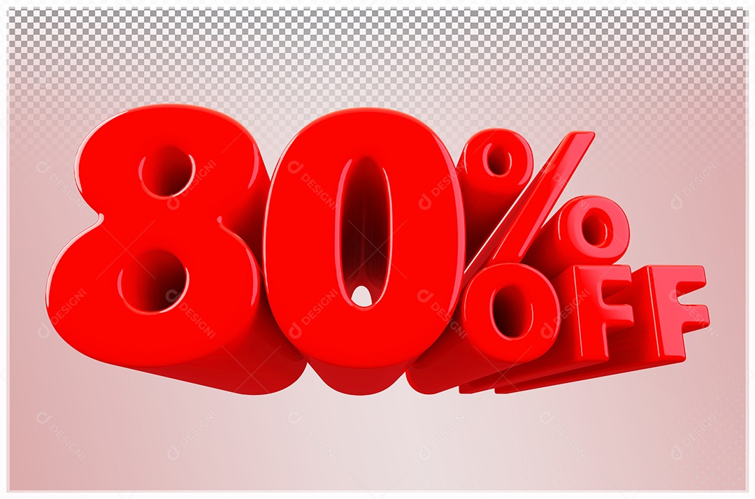 Desconto de 80% Off Elemento 3D Vermelho  Para Composição PSD