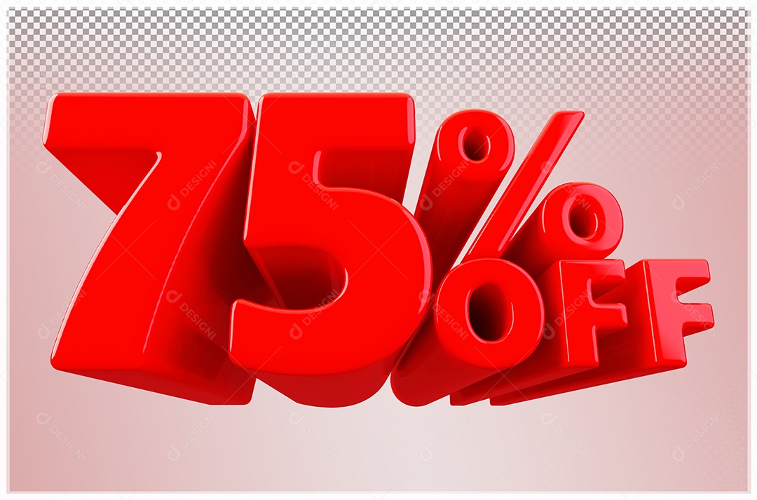 Desconto de 75% Off Elemento 3D Vermelho  Para Composição PSD