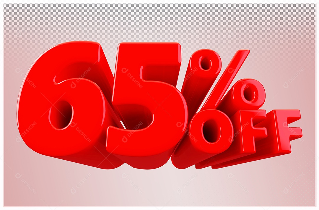 Desconto de 65% Off Elemento 3D Vermelho  Para Composição PSD