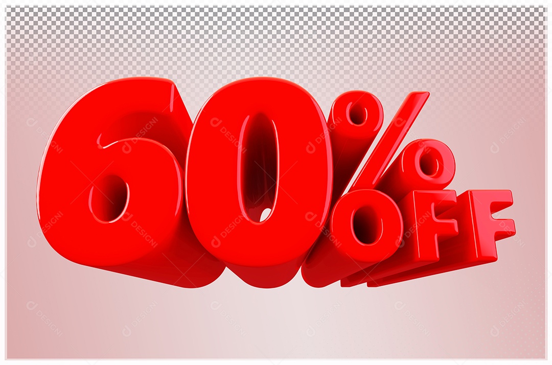 Desconto de 60% Off Elemento 3D Vermelho  Para Composição PSD