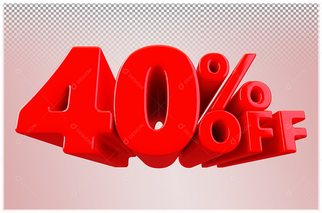 Desconto de 40% Off Elemento 3D Vermelho  Para Composição PSD