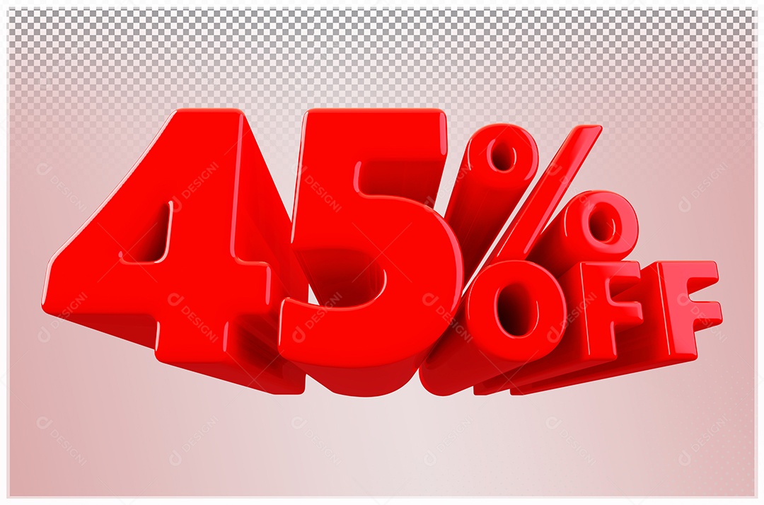Desconto de 45% Off Elemento 3D Vermelho  Para Composição PSD