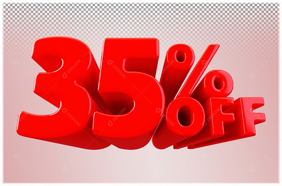 Desconto de 35% Off Elemento 3D Vermelho  Para Composição PSD35