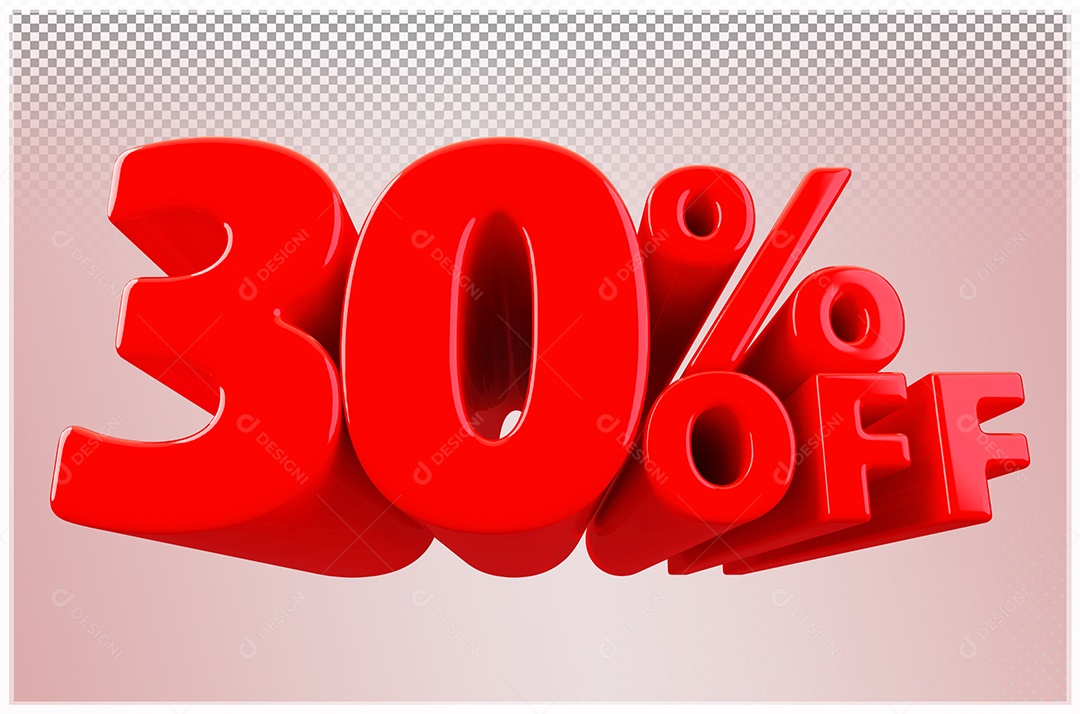 Desconto de 30% Off Elemento 3D Vermelho  Para Composição PSD