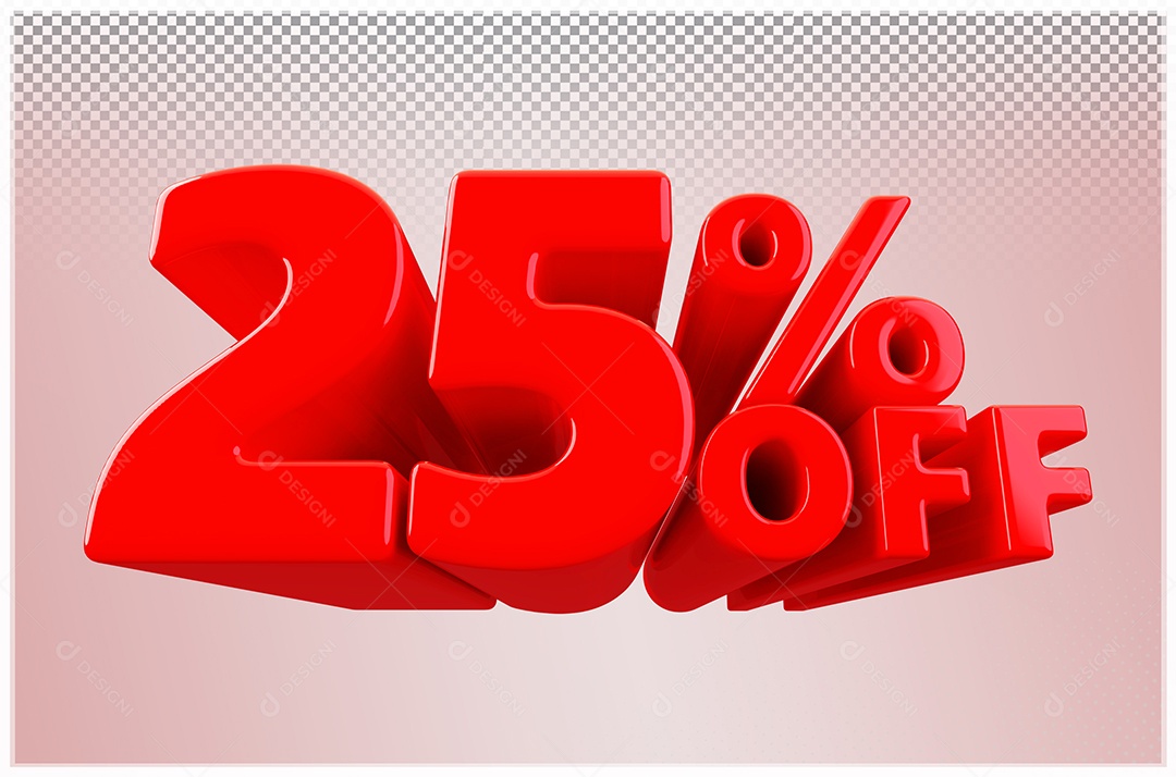 Desconto de 25% Off Elemento 3D Vermelho  Para Composição PSD