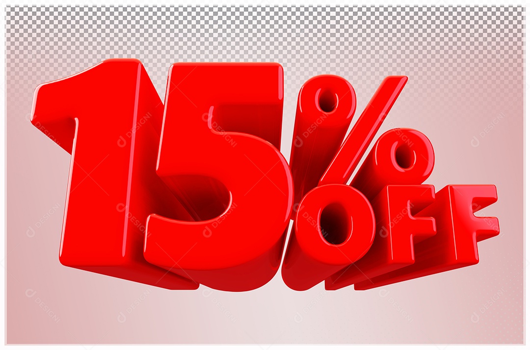 Desconto de 15% Off Elemento 3D Vermelho  Para Composição PSD