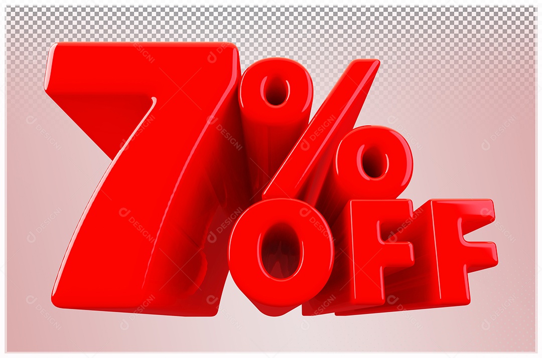 Desconto de 7% Off Elemento 3D Vermelho  Para Composição PSD
