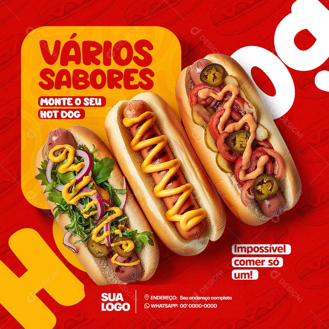 Hot Dog Vários Sabores Social Media PSD Editável