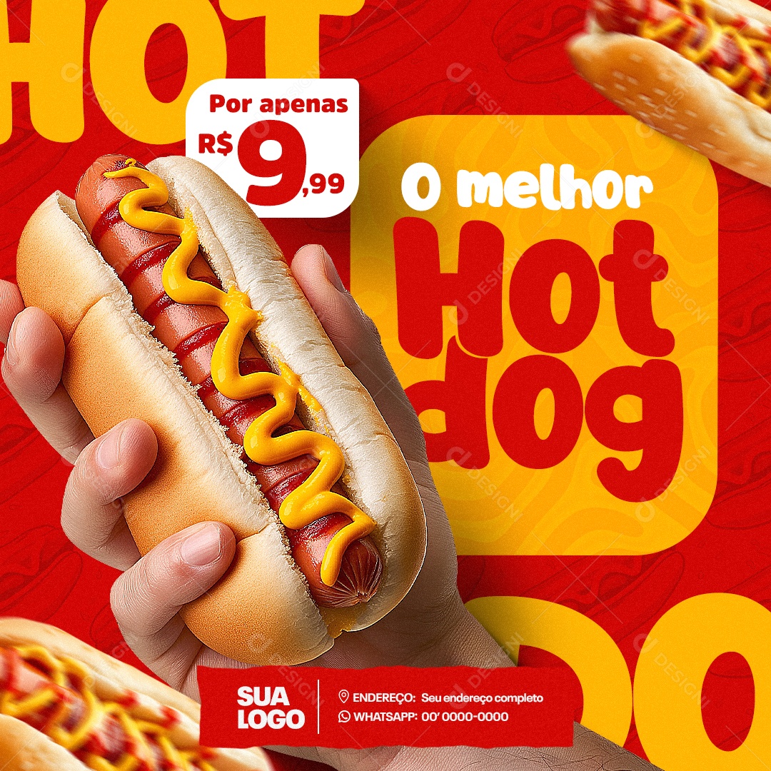 O Melhor Hot Dog Social Media PSD Editável