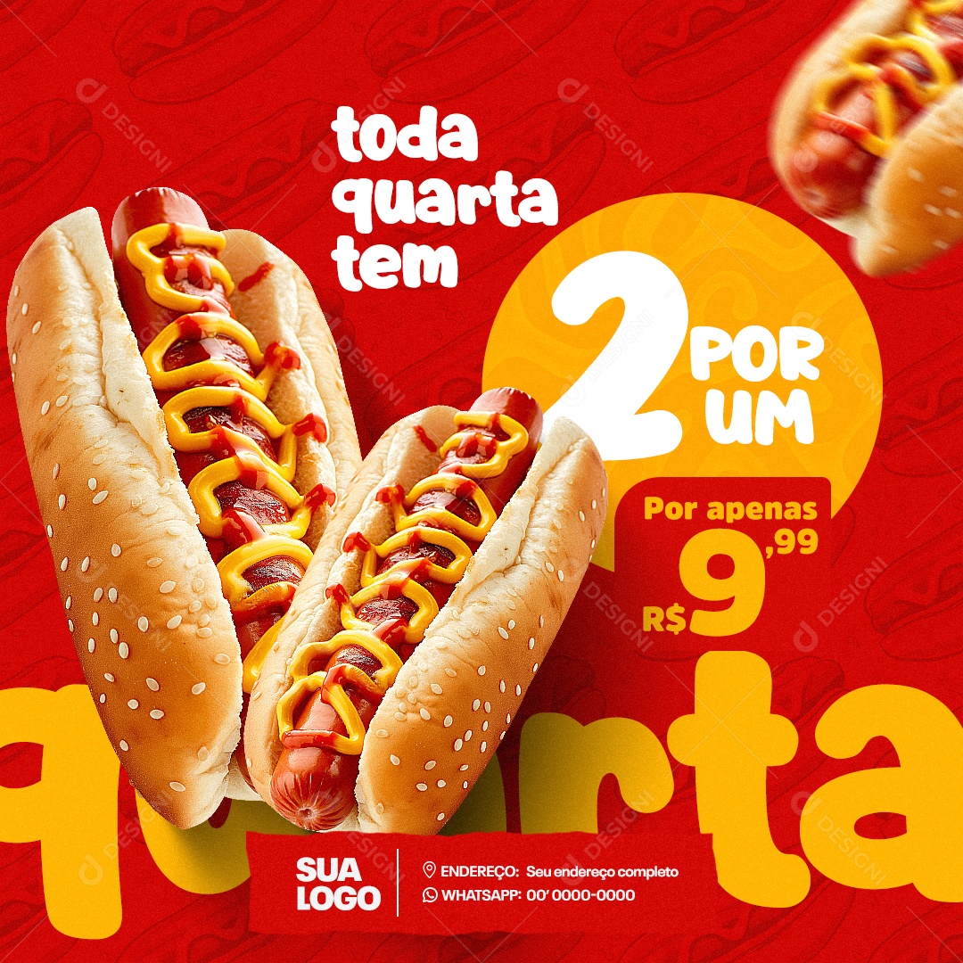 Hot Dog Toda Quarta Tem Social Media PSD Editável