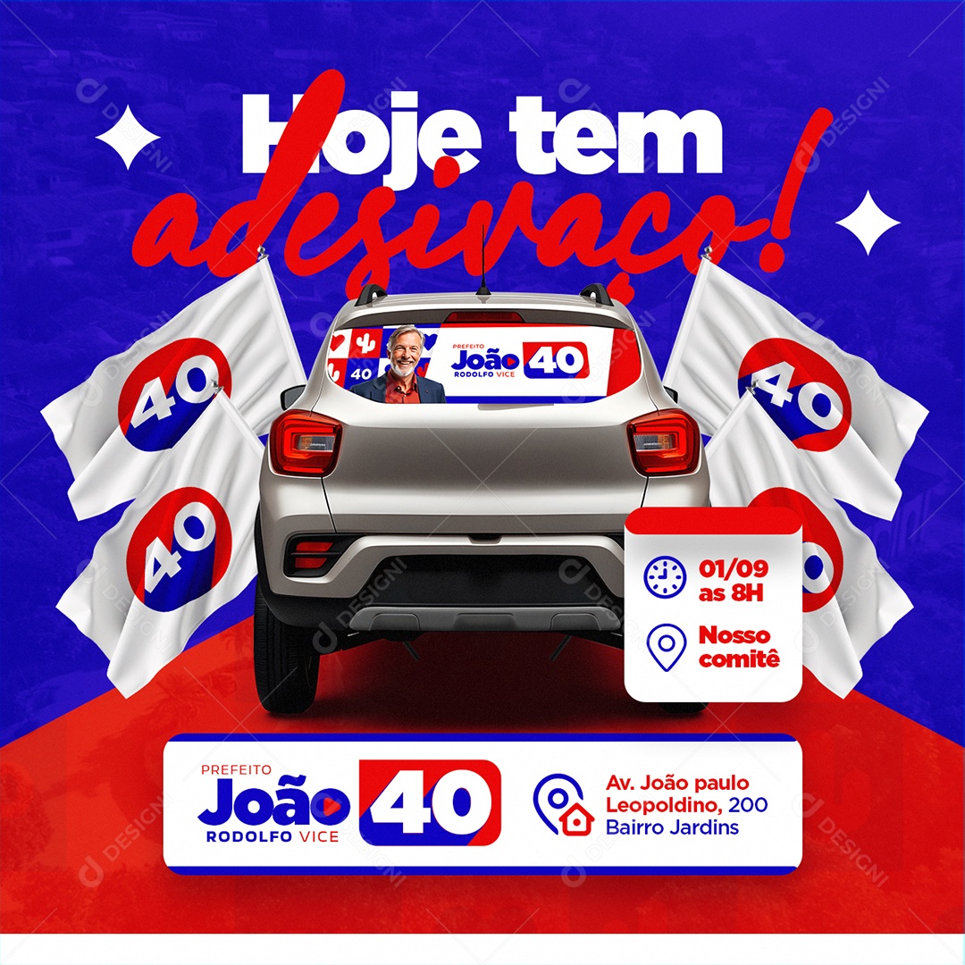 Política Eleições Hoje Tem Adesivaço Social Media PSD Editável