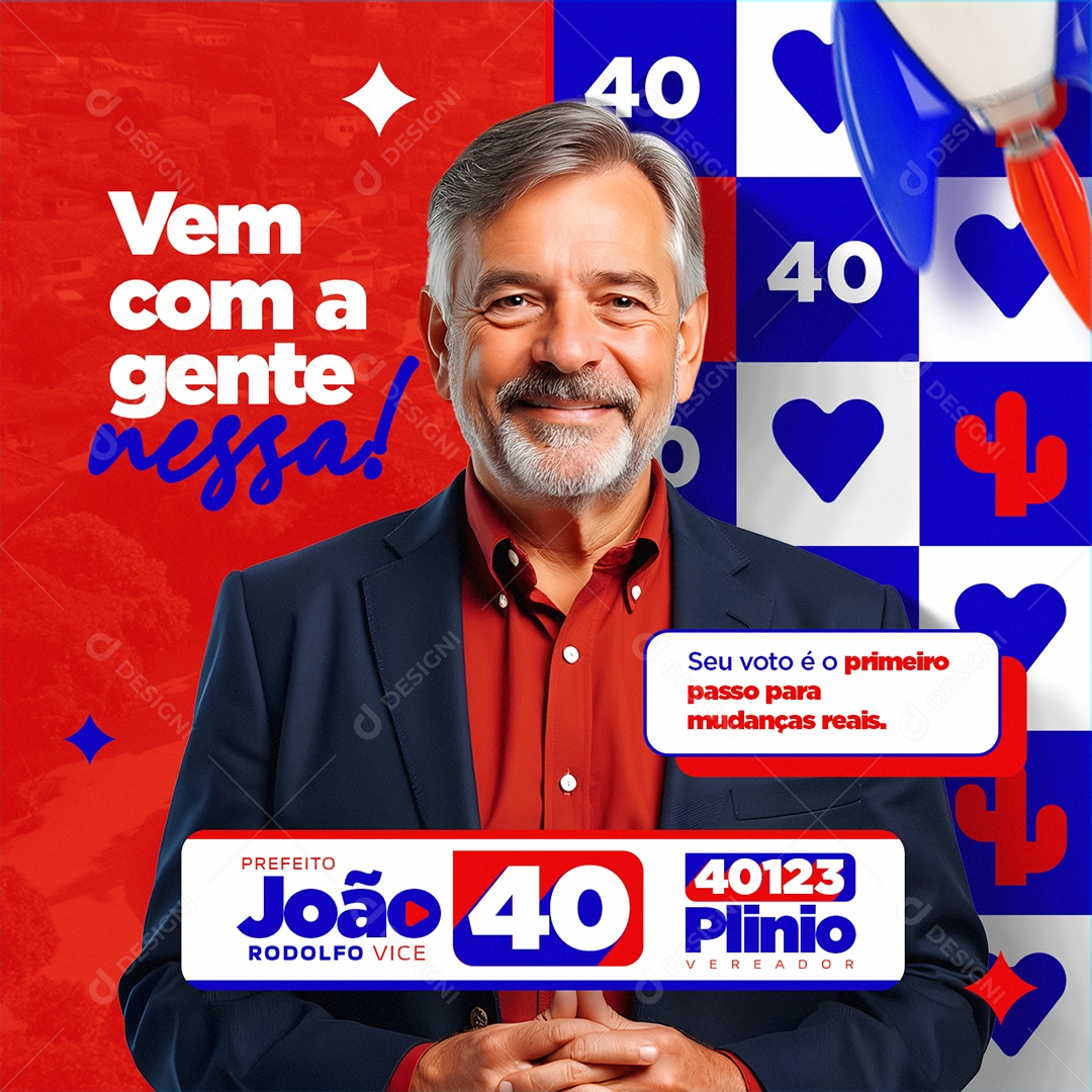 Política Eleições Vem Com a Gente Nessa Social Media PSD Editável