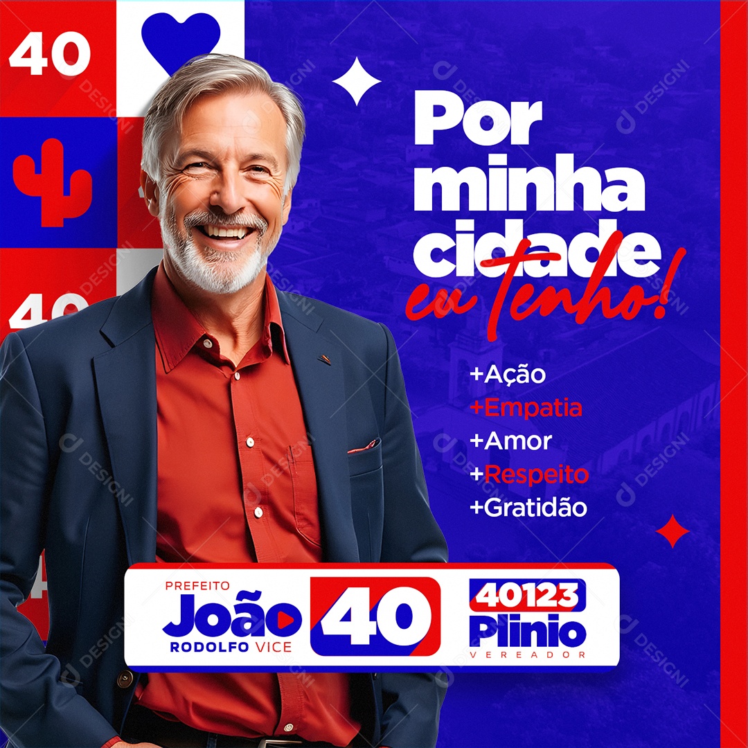 Política Eleições Por Minha Cidade Eu Tenho Social Media PSD Editável