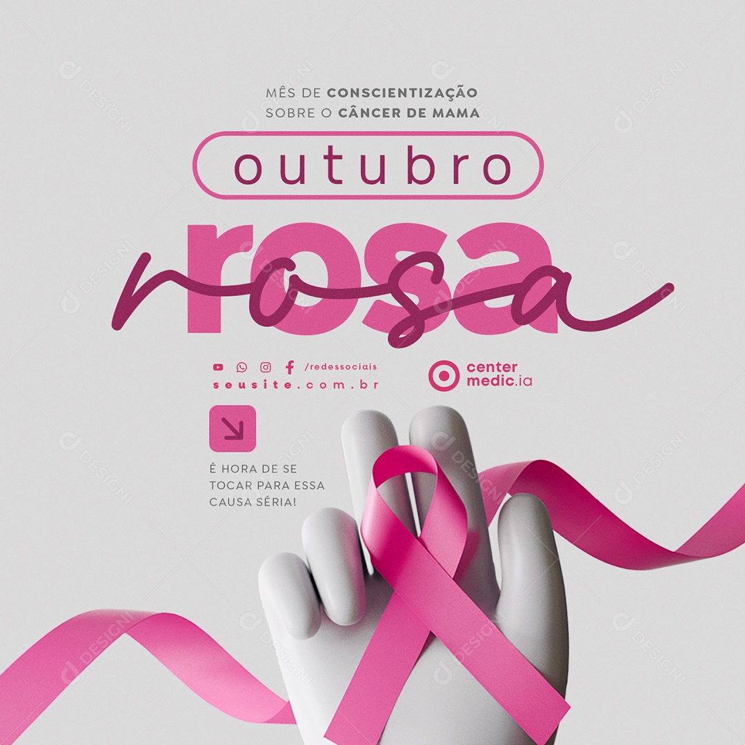 Outubro Rosa Mês de Conscientização Sobre o Câncer de Mama Social Media PSD Editável
