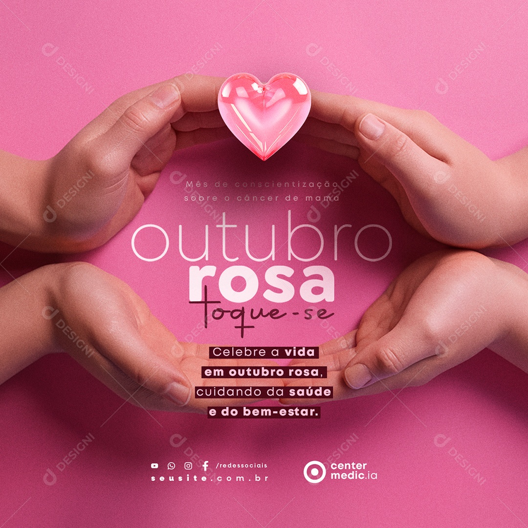 Outubro Rosa Toque-Se Social Media PSD Editável