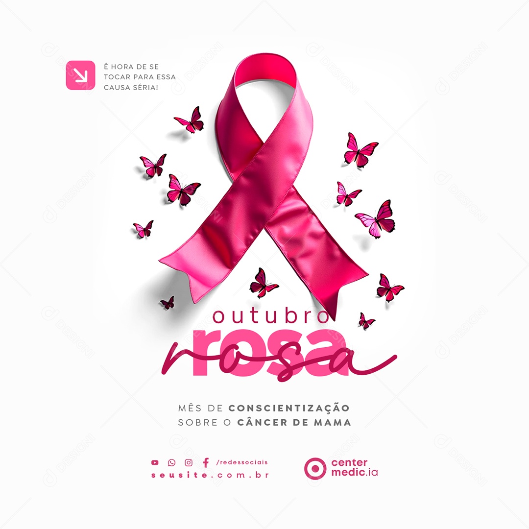 Outubro Rosa Mês de Conscientização Sobre o Câncer de Mama Social Media PSD Editável