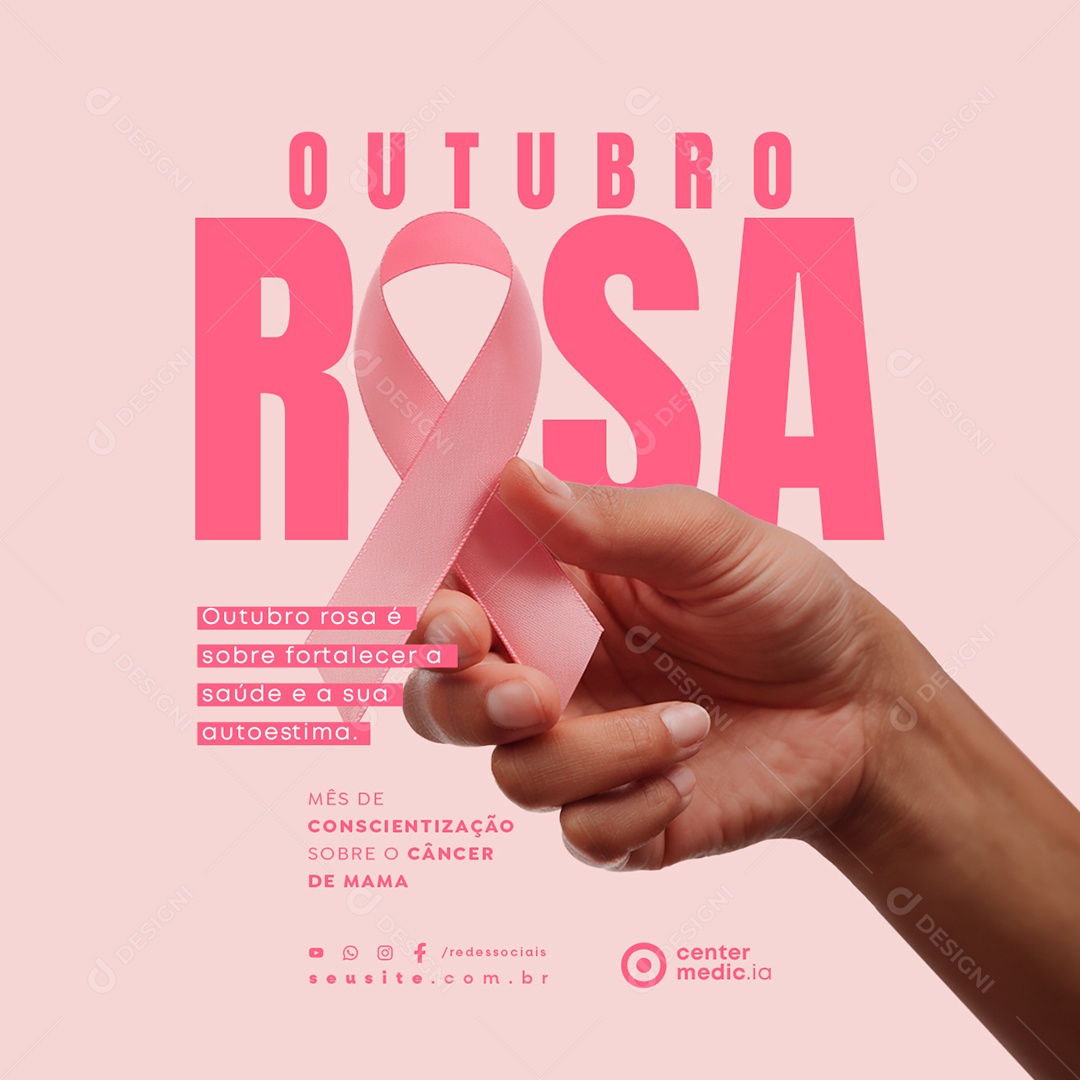 Outubro Rosa Mês de Conscientização Sobre o Câncer de Mama Social Media PSD Editável