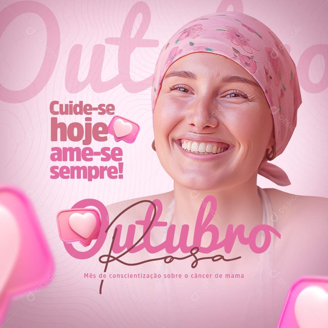 Outubro Rosa Mês da Conscientização Sobre o Câncer de Mama Social Media PSD Editável