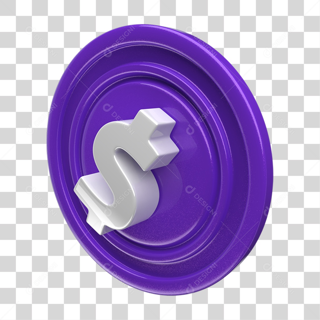 Ícone 3D Placa Símbolo Cifrão PNG Transparente